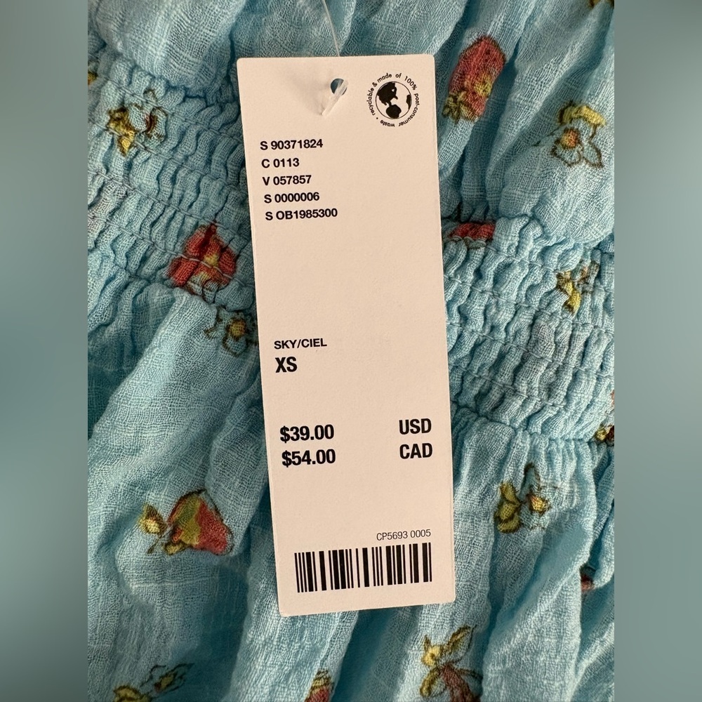 NWT Urban Outfitters Fruited flowy Smocked Blue Sleeveless Top - Picture 2 of 6